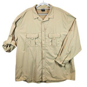 Propper Mens 2XL Khaki Tactical Button-Up Shirt Pockets Vented gorpcore outdoor
